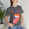 Patriotic Lips Being Funny on the 4th of July Short Sleeve T-Shirt