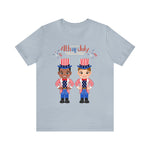 Patriotic and Brave Boys Celebrating 4th of July Short Sleeve T-Shirt