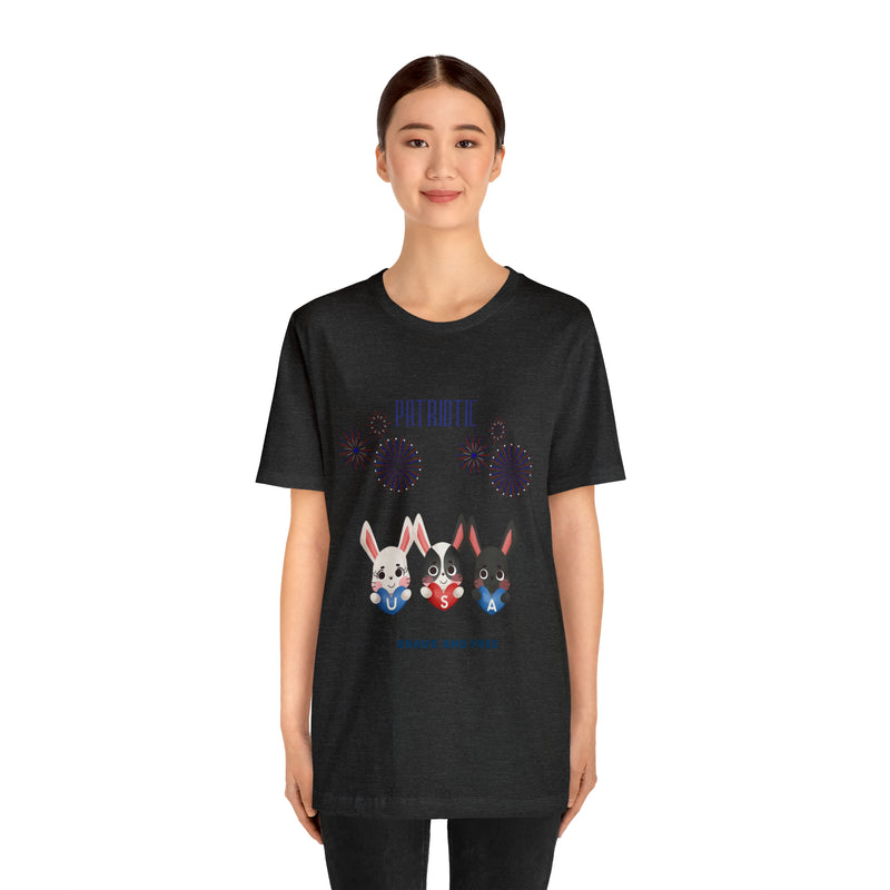 Adorable Patriotic Bunnies Celebrating the 4th of July Short Sleeve T-Shirt