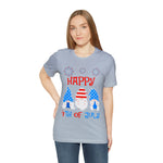 Patriotic Gnomes Sending a Happy 4th of July Short Sleeve T-Shirt