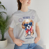 Cute Brave and Free Patriotic Dog on the 4th of July Short Sleeve T-Shirt