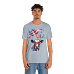 Mother Moo Patriotic USA Cow 4th of July Short Sleeve T-Shirt