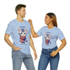 Cute Brave and Free Patriotic Cat on the 4th of July Short Sleeve T-Shirt