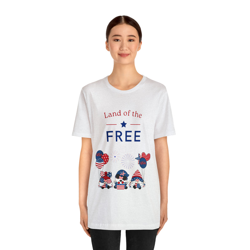 Land of the Free Gnomes Celebrating the 4th of July Short Sleeve T-Shirt