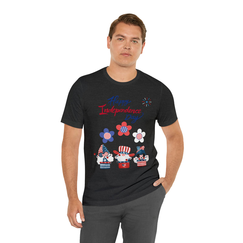 Happy Independence Day From the Rocking Gnome Band Celebrating the 4th of July Short Sleeve T-Shirt