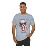 Cute Brave and Free Patriotic Dog on the 4th of July Short Sleeve T-Shirt