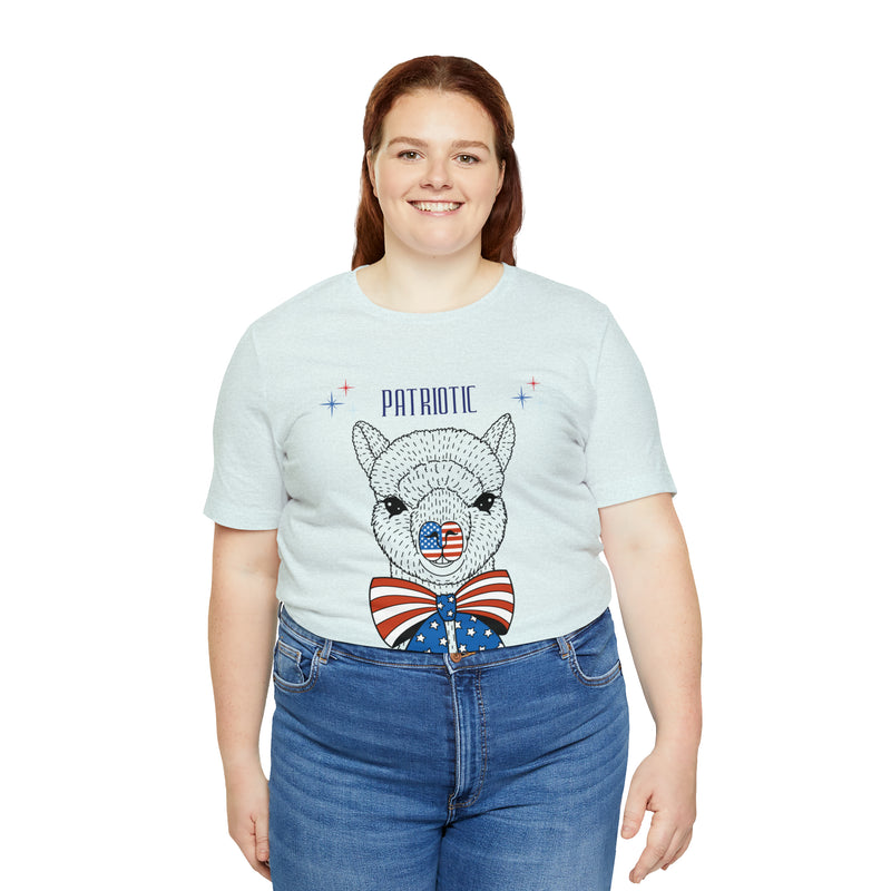 Patriotic Llama Love on the 4th of July Short Sleeve T-Shirt