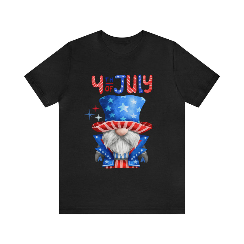 Brave and Patriotic Gnome on the 4th of July Short Sleeve T-Shirt