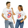Patriotic Lips Being Funny on the 4th of July Short Sleeve T-Shirt
