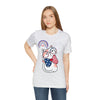 Cute Patriotic Cat Celebrating Freedom in the USA 4th of July Short Sleeve T-Shirt