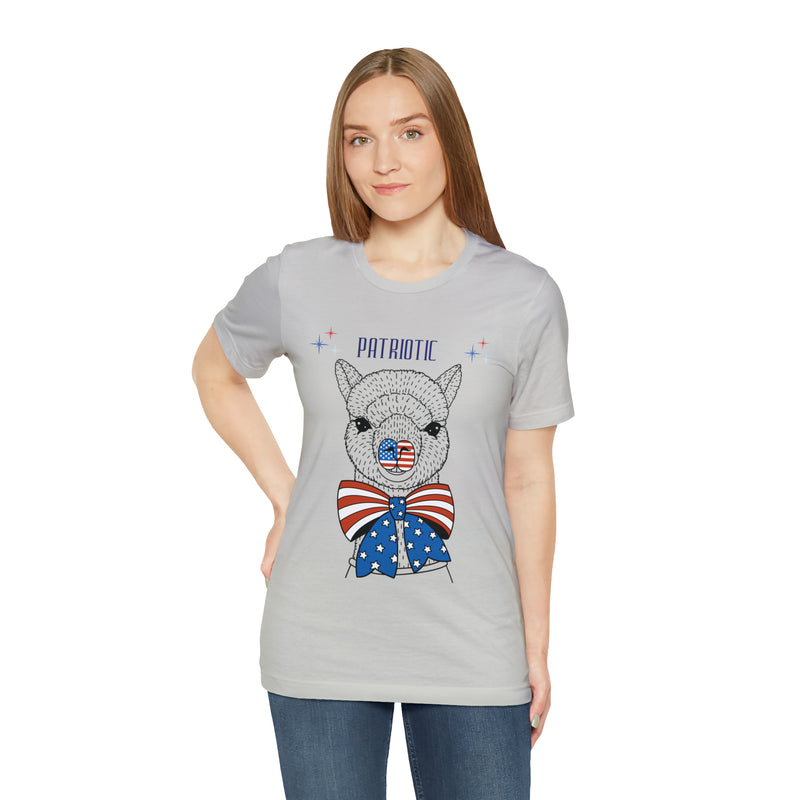 Patriotic Llama Love on the 4th of July Short Sleeve T-Shirt