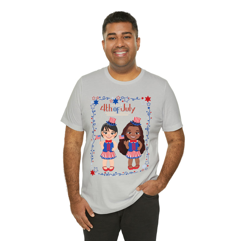 Celebrating 4th of July Patriotic Girls Short Sleeve T-Shirt