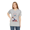 Let's Get Lit Lady Flags and Fireworks 4th of July Short Sleeve T-Shirt