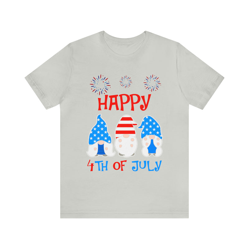 Patriotic Gnomes Sending a Happy 4th of July Short Sleeve T-Shirt