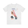 Cute Patriotic and Free Lady Celebrating the 4th of July Short Sleeve T-Shirt