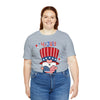 Patriotic Gnome Showing Love on the 4th of July Short Sleeve T-Shirt