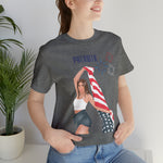 Cute Patriotic and Free Lady Celebrating the 4th of July Short Sleeve T-Shirt