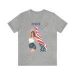 Cute Patriotic and Free Lady Celebrating the 4th of July Short Sleeve T-Shirt