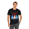 Patriotic Gnomes Sending a Happy 4th of July Short Sleeve T-Shirt