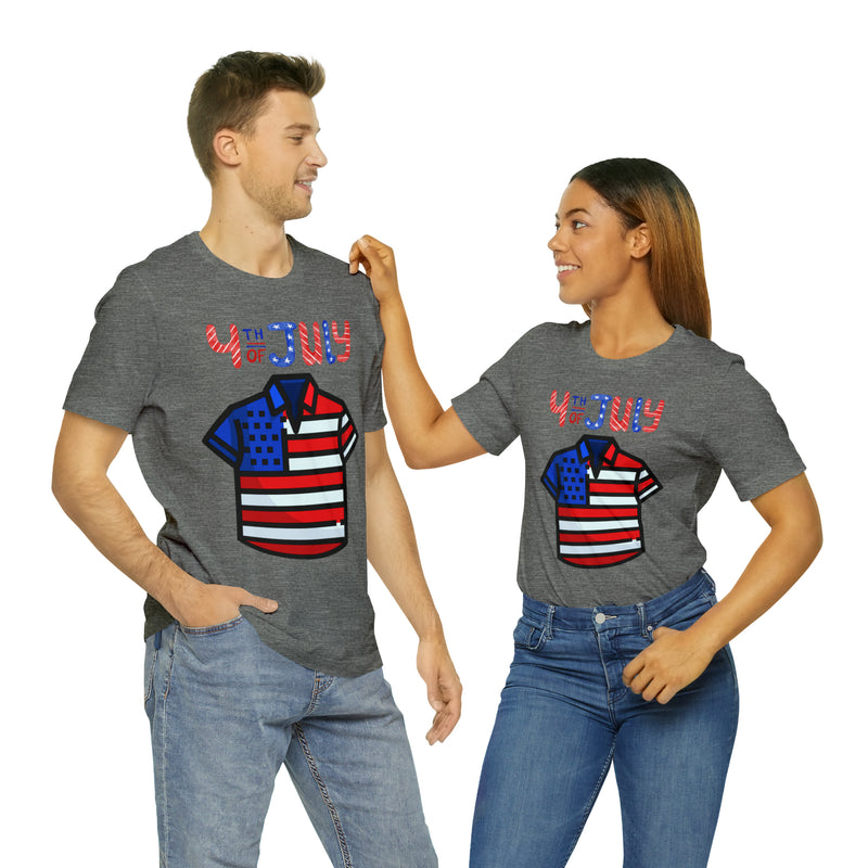 Patriotic Red, White and Blue Casual Shirt 4th of July Short Sleeve T-Shirt