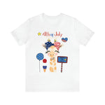 Mother Giraffe Happy 4th of July Short Sleeve T-Shirt