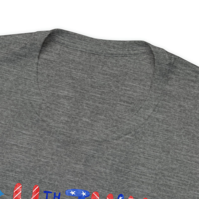 Patriotic Gnome Showing Love on the 4th of July Short Sleeve T-Shirt