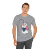 Cute Patriotic Cat Celebrating Freedom in the USA 4th of July Short Sleeve T-Shirt