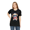 Cute Brave and Free Patriotic Dog on the 4th of July Short Sleeve T-Shirt