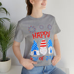 Patriotic Gnomes Sending a Happy 4th of July Short Sleeve T-Shirt