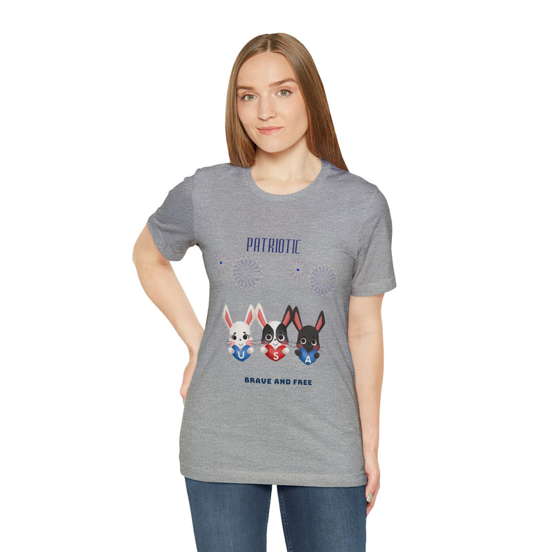 Adorable Patriotic Bunnies Celebrating the 4th of July Short Sleeve T-Shirt