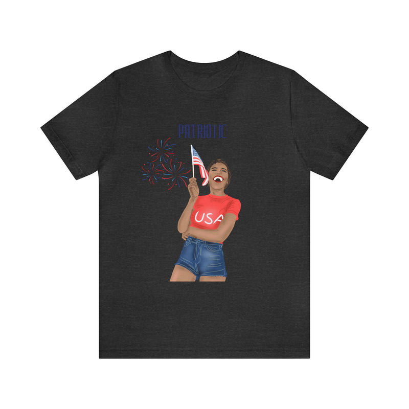 Life is Good When You're Free and Having Fun Patriotic Lady 4th of July Short Sleeve T-Shirt