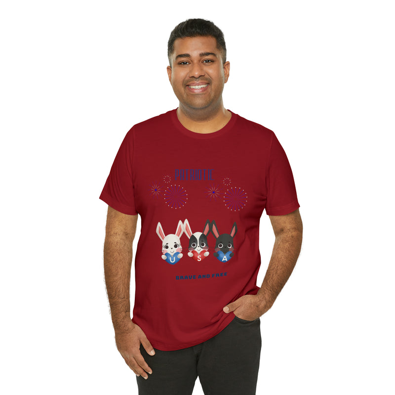 Adorable Patriotic Bunnies Celebrating the 4th of July Short Sleeve T-Shirt