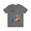 Freedom and Fireworks Patriotic Truck Let's Get Lit on the 4th of July Short Sleeve T-Shirt