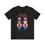 Patriotic and Brave Boys Celebrating 4th of July Short Sleeve T-Shirt