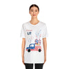 Freedom and Fireworks Patriotic Truck Let's Get Lit on the 4th of July Short Sleeve T-Shirt