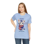 Cute Brave and Free Patriotic Cat on the 4th of July Short Sleeve T-Shirt