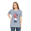 The Joy of Being Patriotic Lady Celebrating the Land of the Free 4th of July Short Sleeve T-Shirt