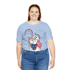 Cute Patriotic Cat Celebrating Freedom in the USA 4th of July Short Sleeve T-Shirt