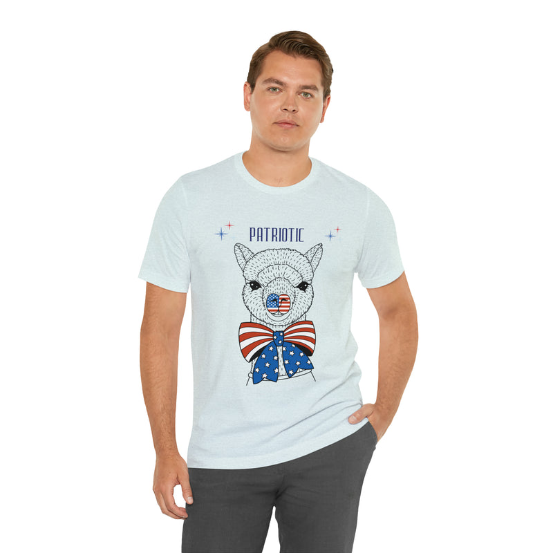 Patriotic Llama Love on the 4th of July Short Sleeve T-Shirt