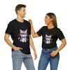 Curious and Cute Brave and Free Patriotic Cat Celebrating the 4th of July Short Sleeve T-Shirt